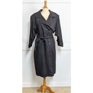 London Fog Black Trench Coat size 10 petite